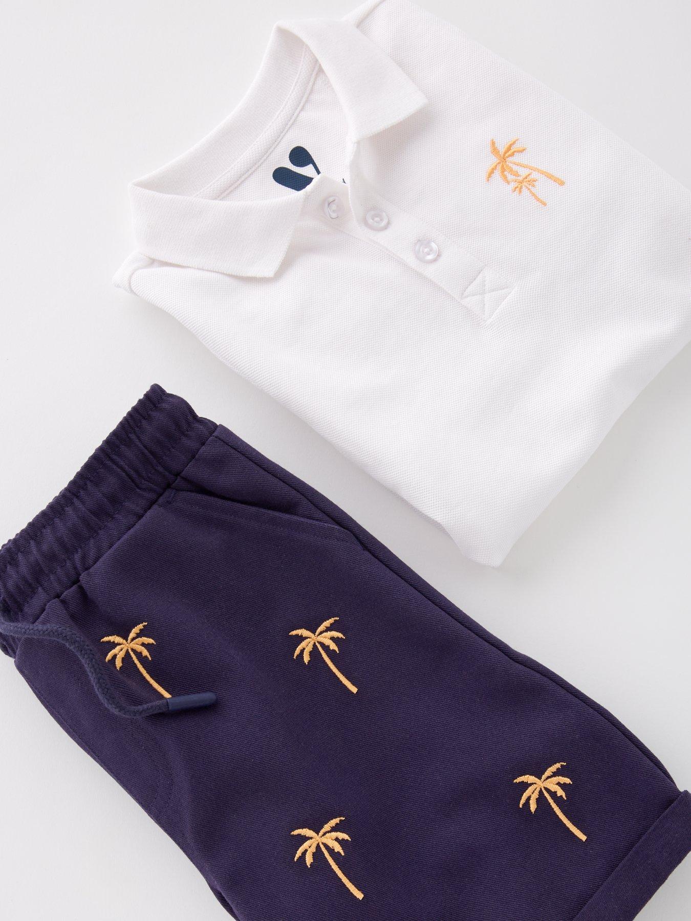 Image 4 of 5 of Mini V by Very Boys Short Sleeve Polo And Embroidered Short Set - Multi