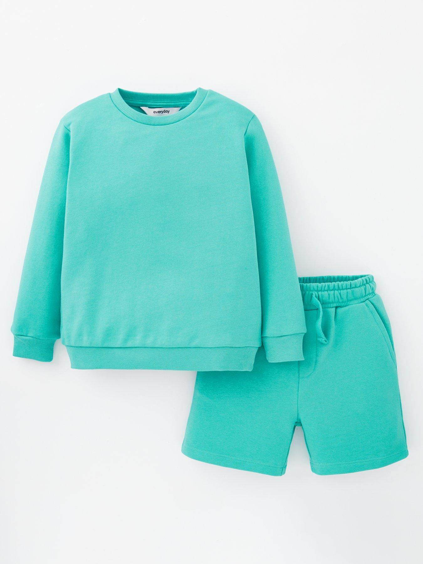 Image of Everyday Boys Crew Sweat Top and Short Set - Green
