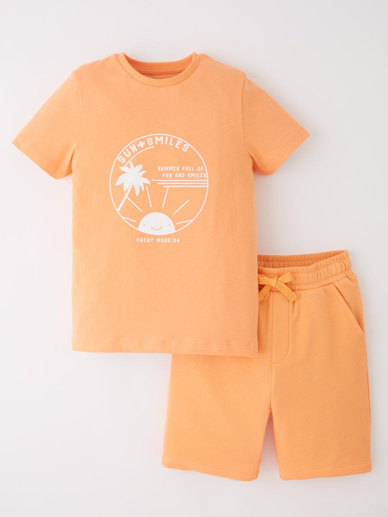 Image 1 of 4 of Everyday Boys Surf T-Shirt And Short Set - Orange