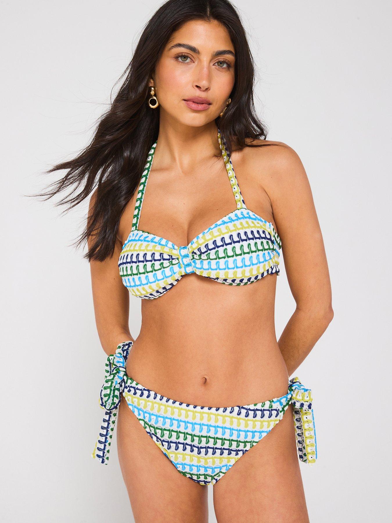 Image 1 of 6 of V by Very Tab Front Bandeau Bikini Top