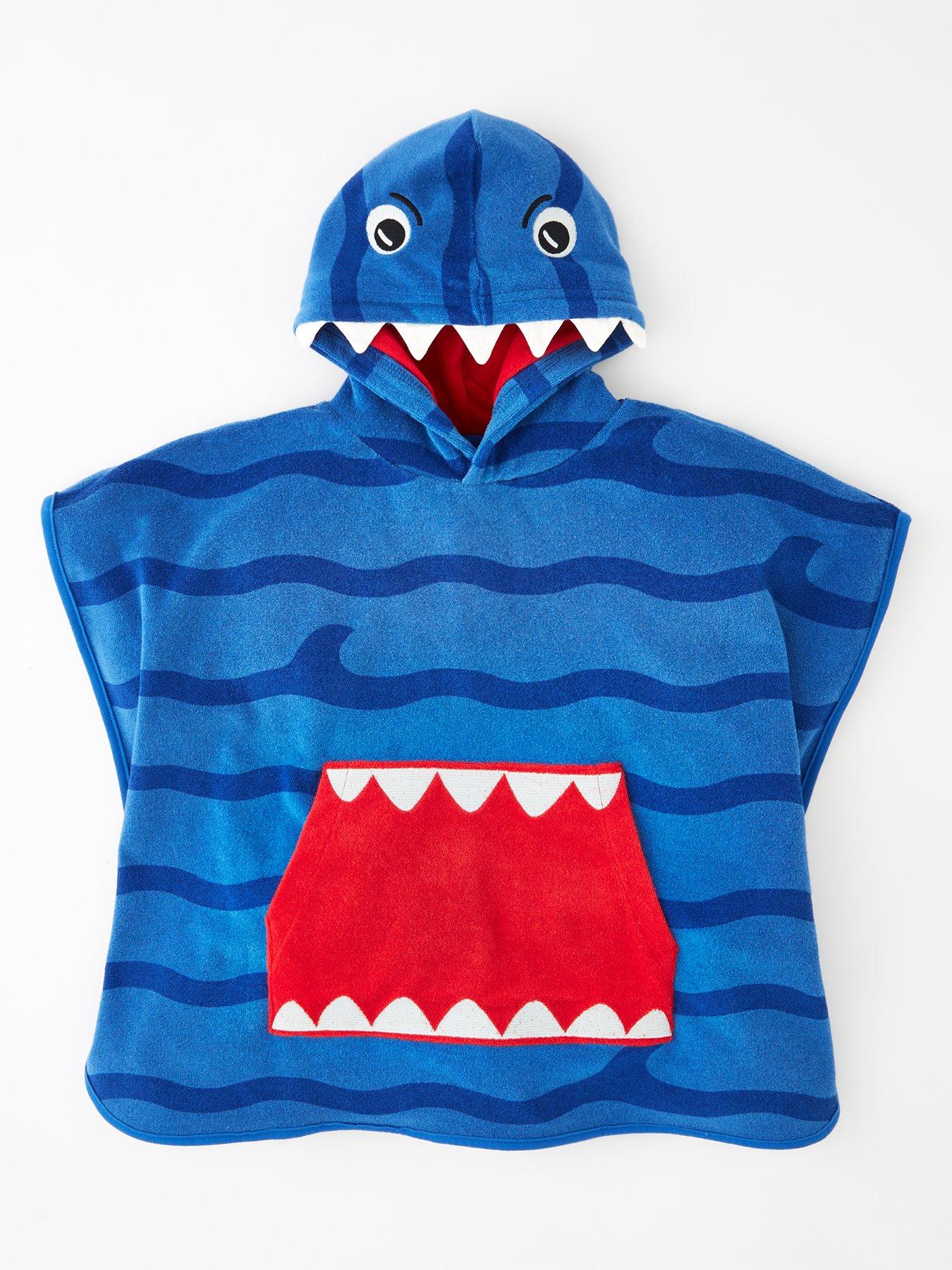 undefined Boys Shark Towelling Poncho - Multi