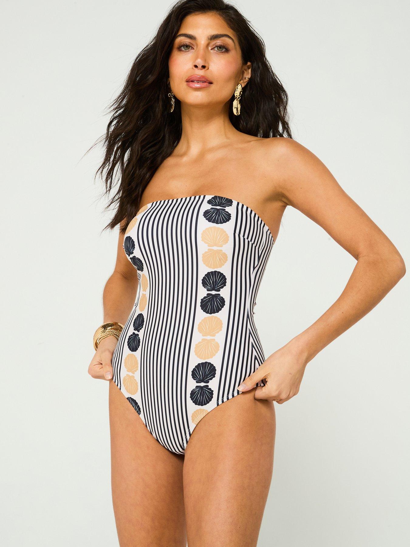undefined Bandeau Placement Print Swimsuit