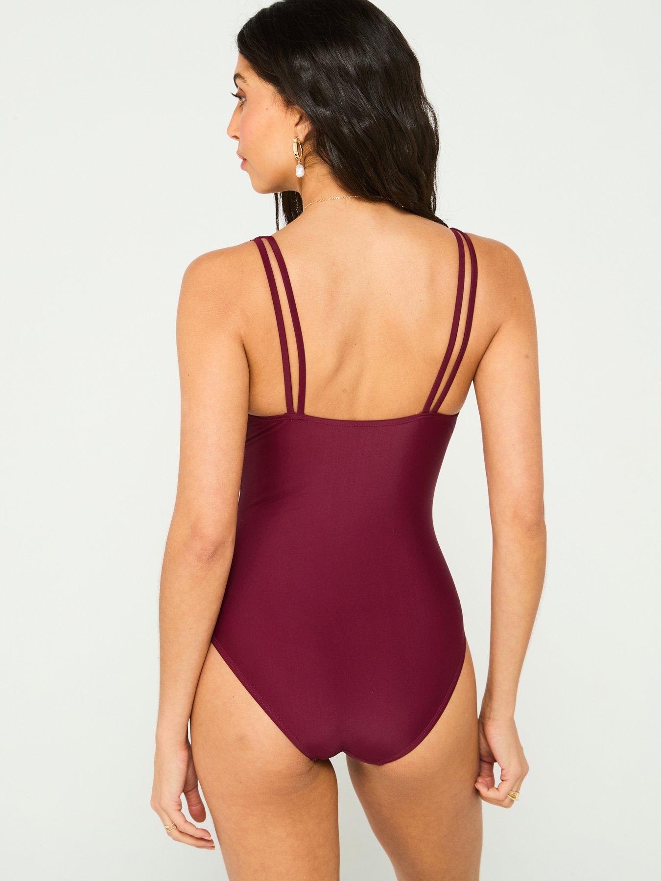 Image 2 of 6 of V by Very Double Strap Ruched Swimsuit