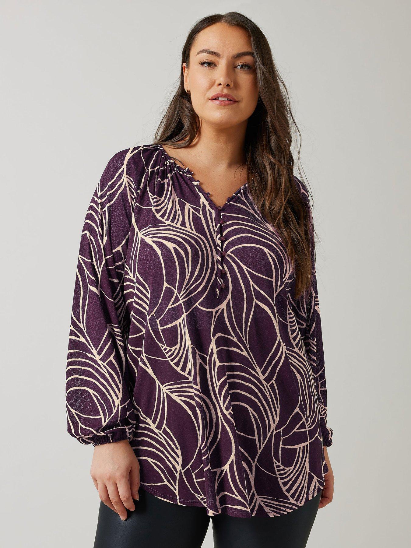 Image 1 of 4 of Evans Geometric Print Boho Blouse