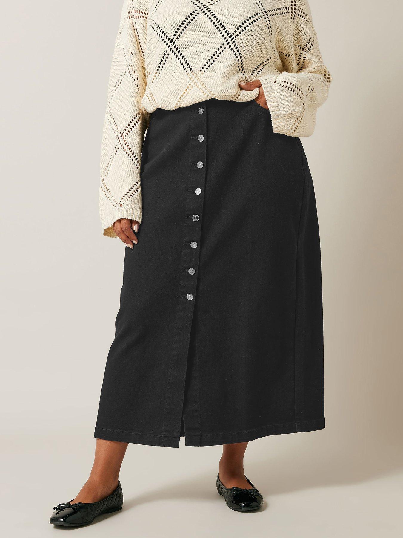 undefined Button Through Skirt - Black
