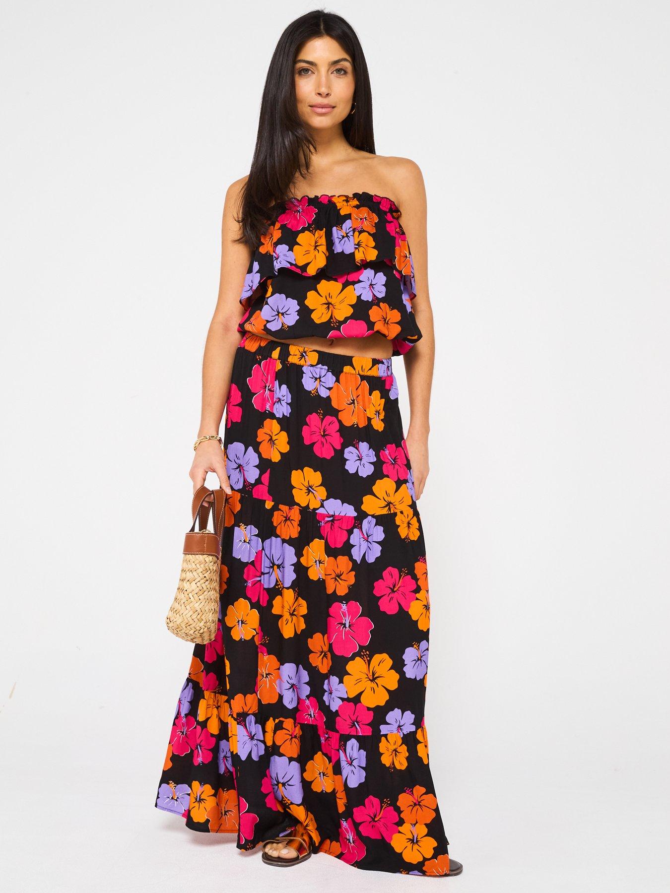 Image 3 of 6 of V by Very Tiered Printed Co Ord Beach Skirt - Print