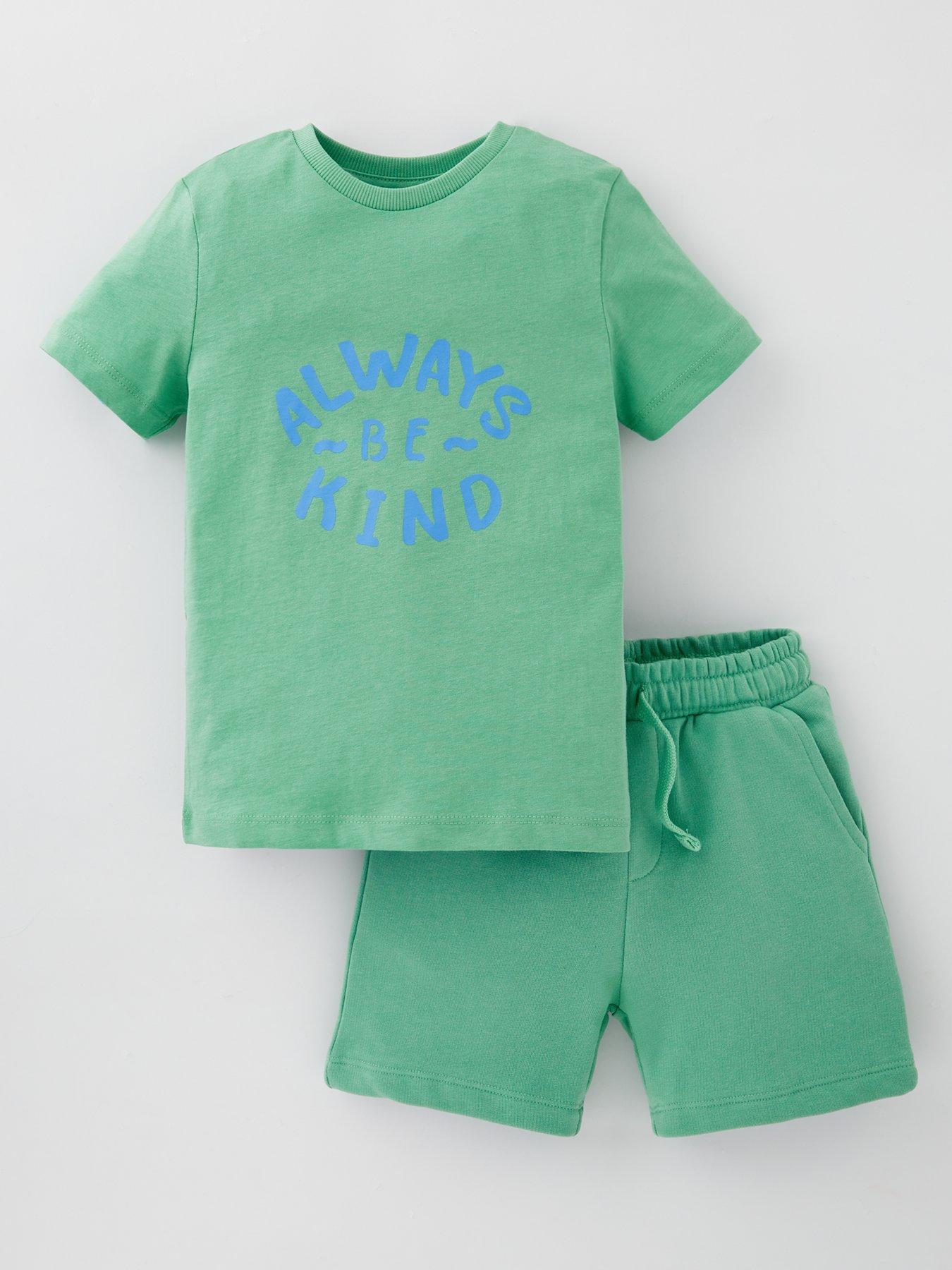 Image of Everyday Boys Always Be Kind T-Shirt And Short Set - Green