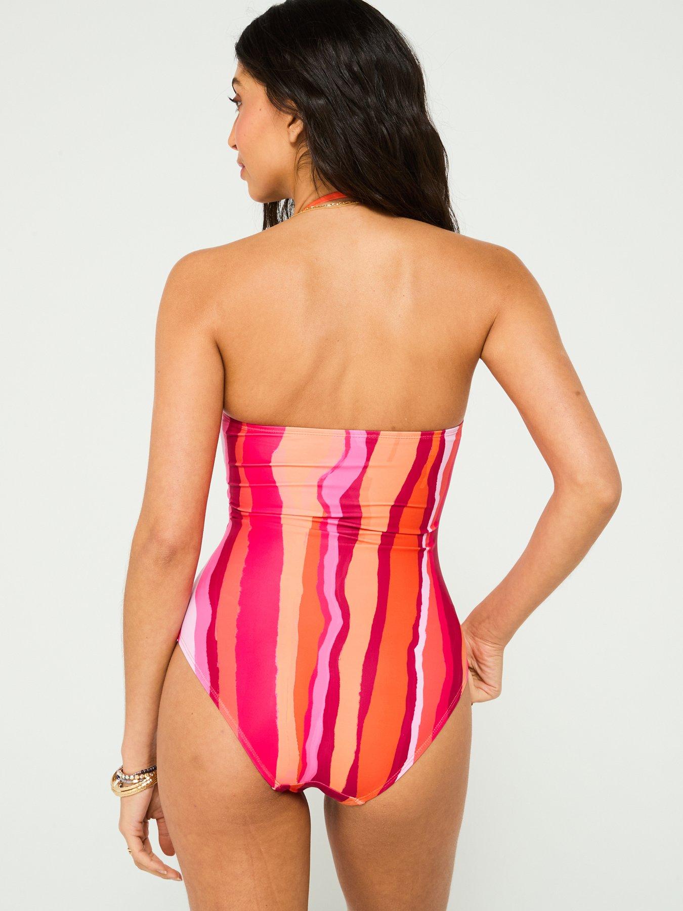 Image 2 of 6 of V by Very Heart Trim Bandeau Swimsuit - Print