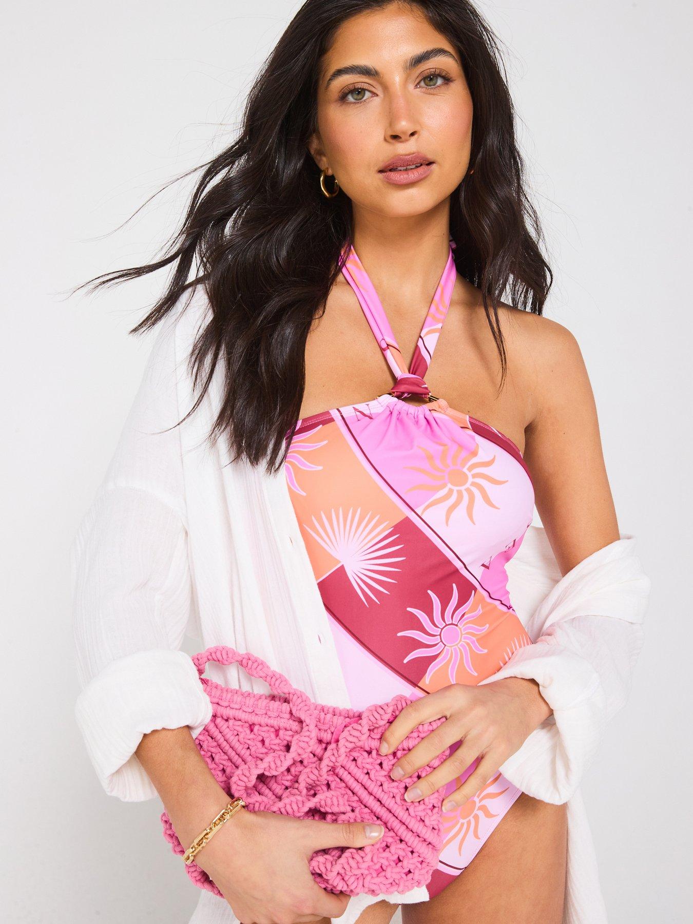 V by Very Bandeau Detachable Swimsuit - Print