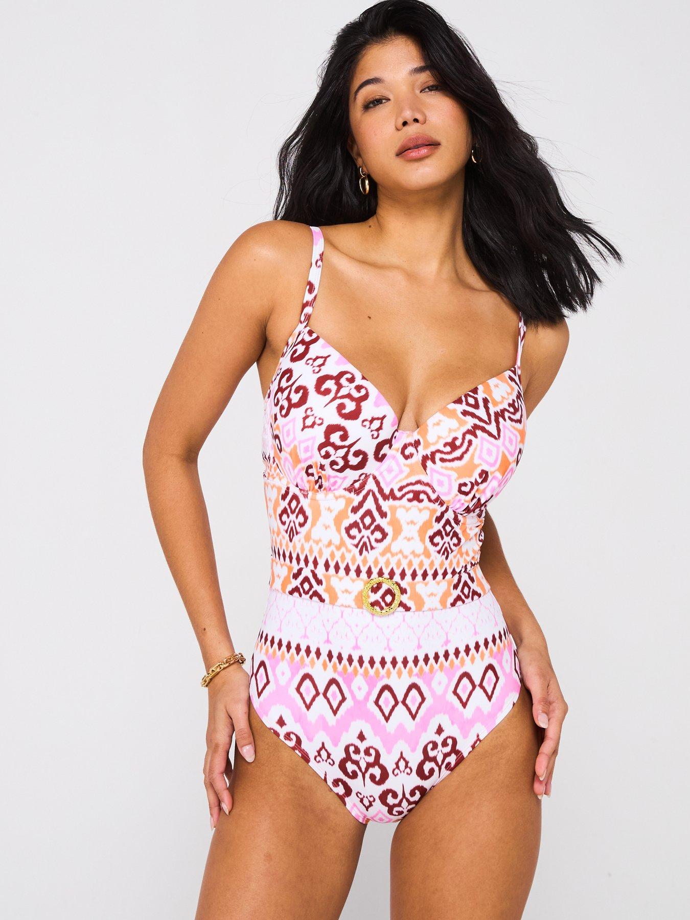 undefined Underwired Pleated Cup Belted Swimsuit