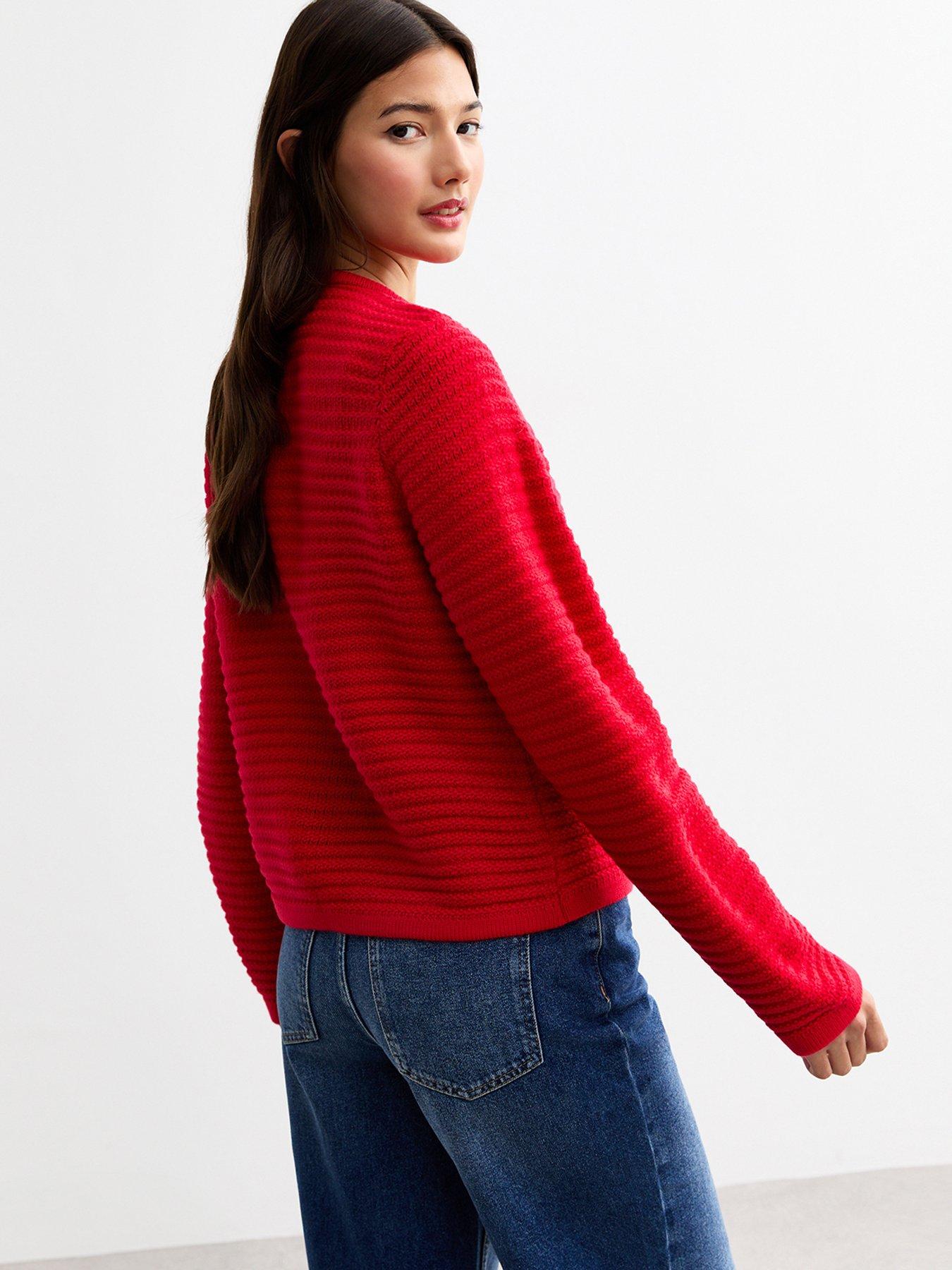 Image 2 of 5 of New Look Stitchy Pocket Cardi - Red
