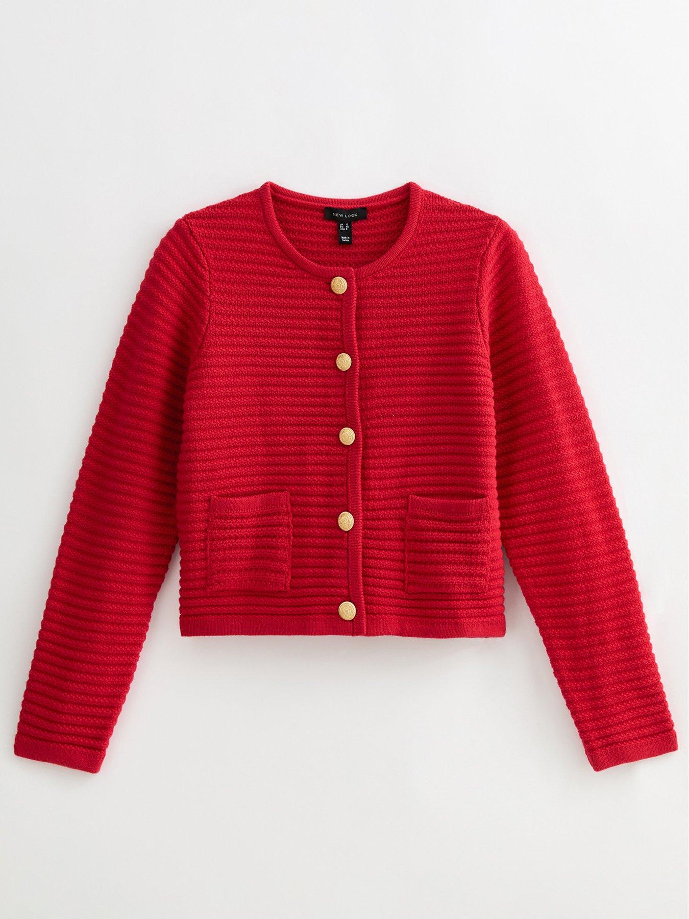 Image 5 of 5 of New Look Stitchy Pocket Cardi - Red