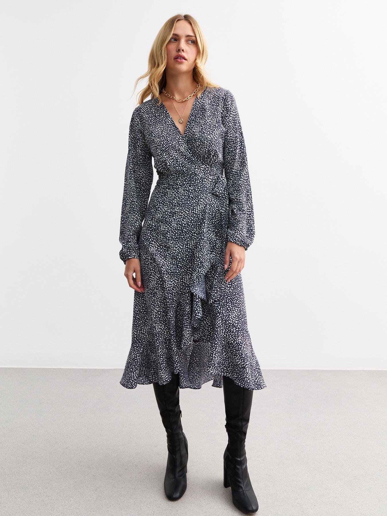 undefined Pattern Woven Midi Dress - Blue