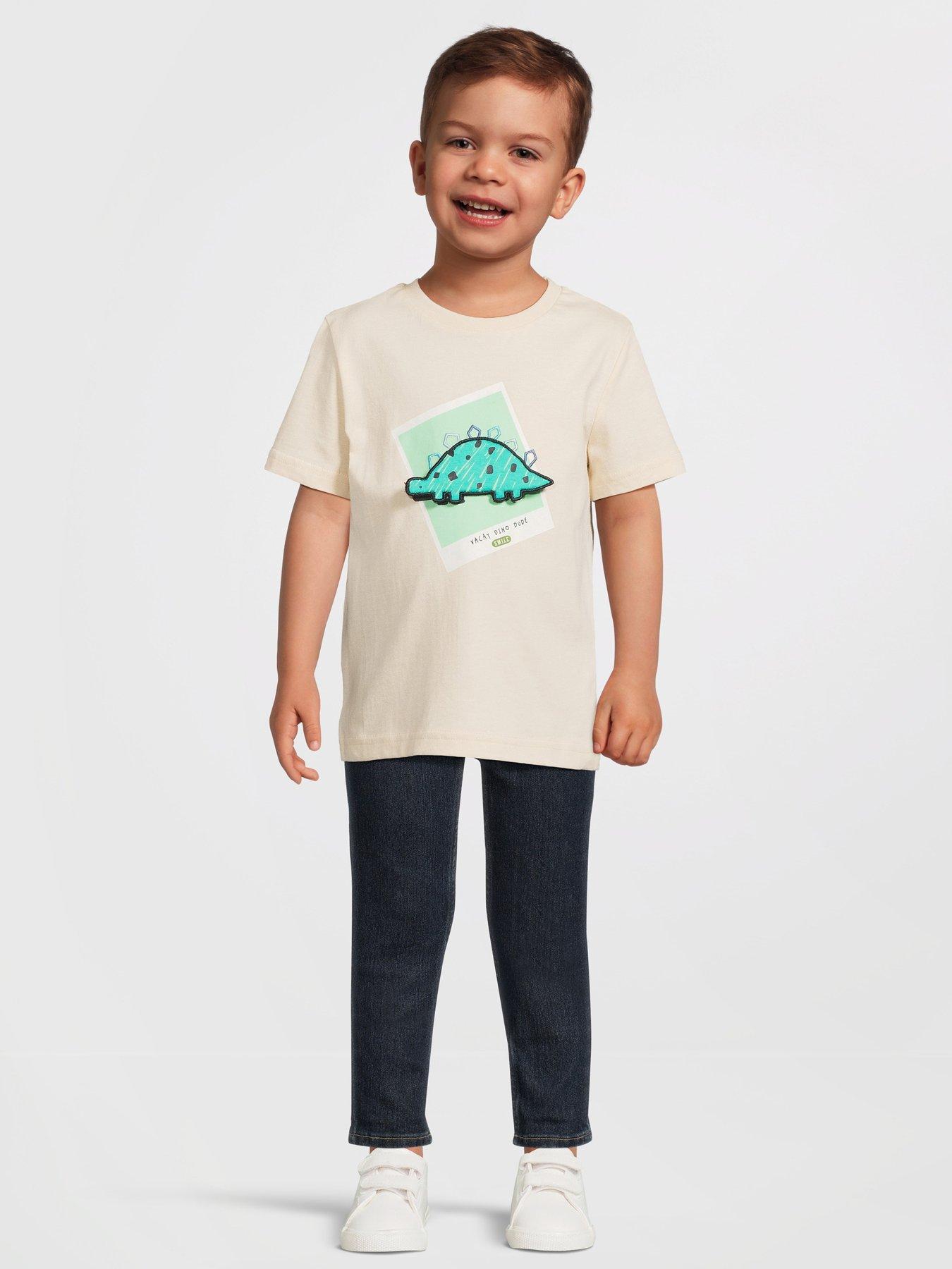 undefined Boys 3D Dinosaur Applique Short Sleeve T-Shirt - Multi
