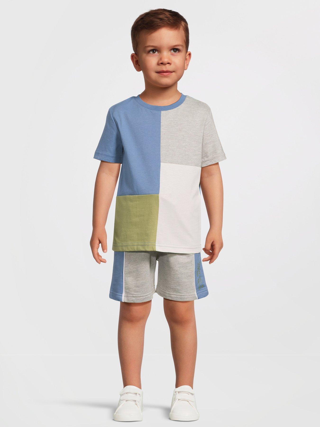 Image 1 of 6 of Mini V by Very Boys Short Sleeve Cut And Sew T-shirt And Short Set - Blue