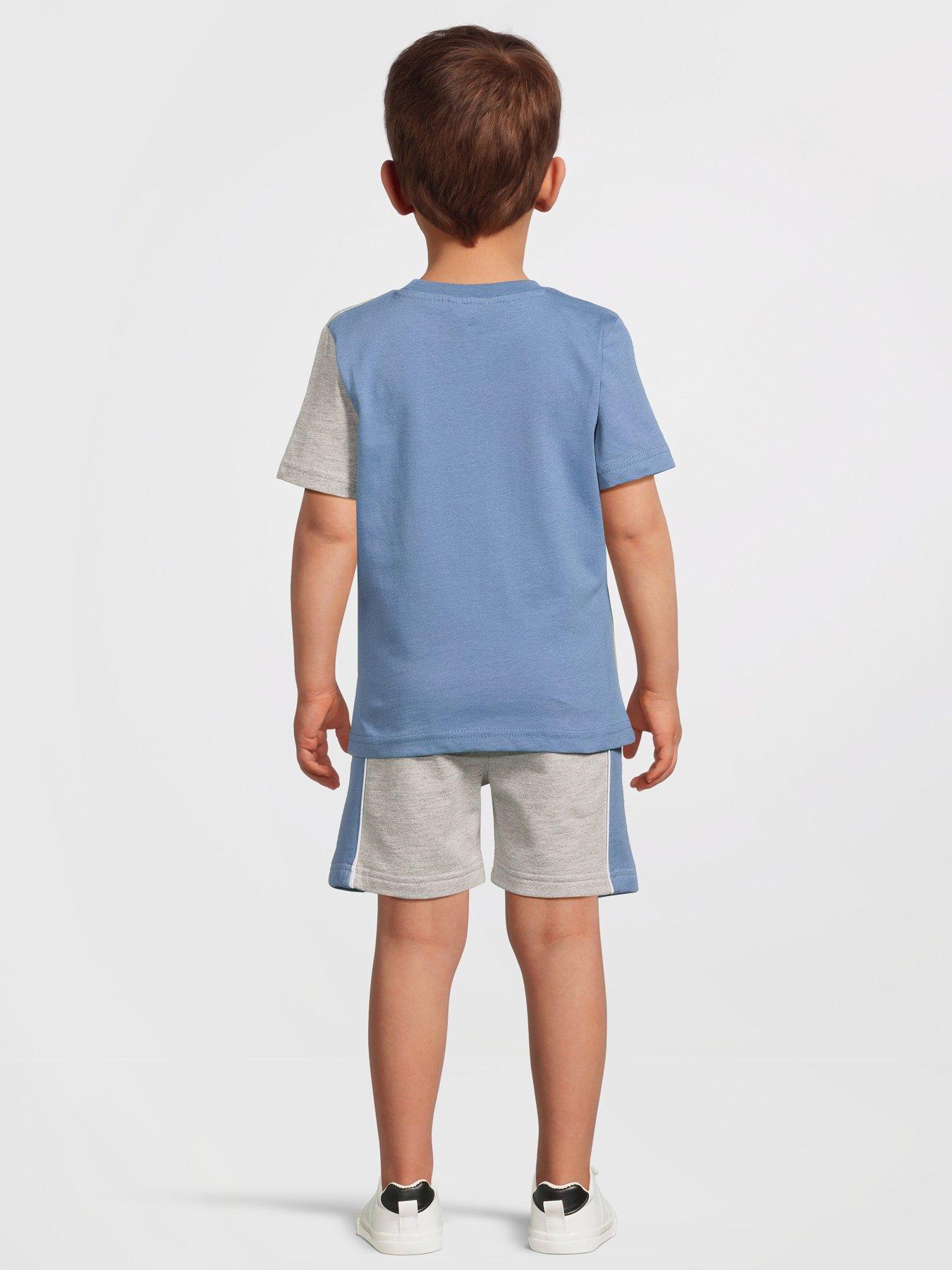 Image 2 of 6 of Mini V by Very Boys Short Sleeve Cut And Sew T-shirt And Short Set - Blue