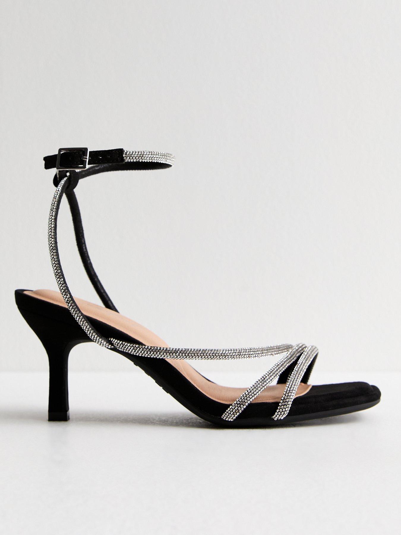 undefined Wide Fit Diamanté Embellished Sandals - Black