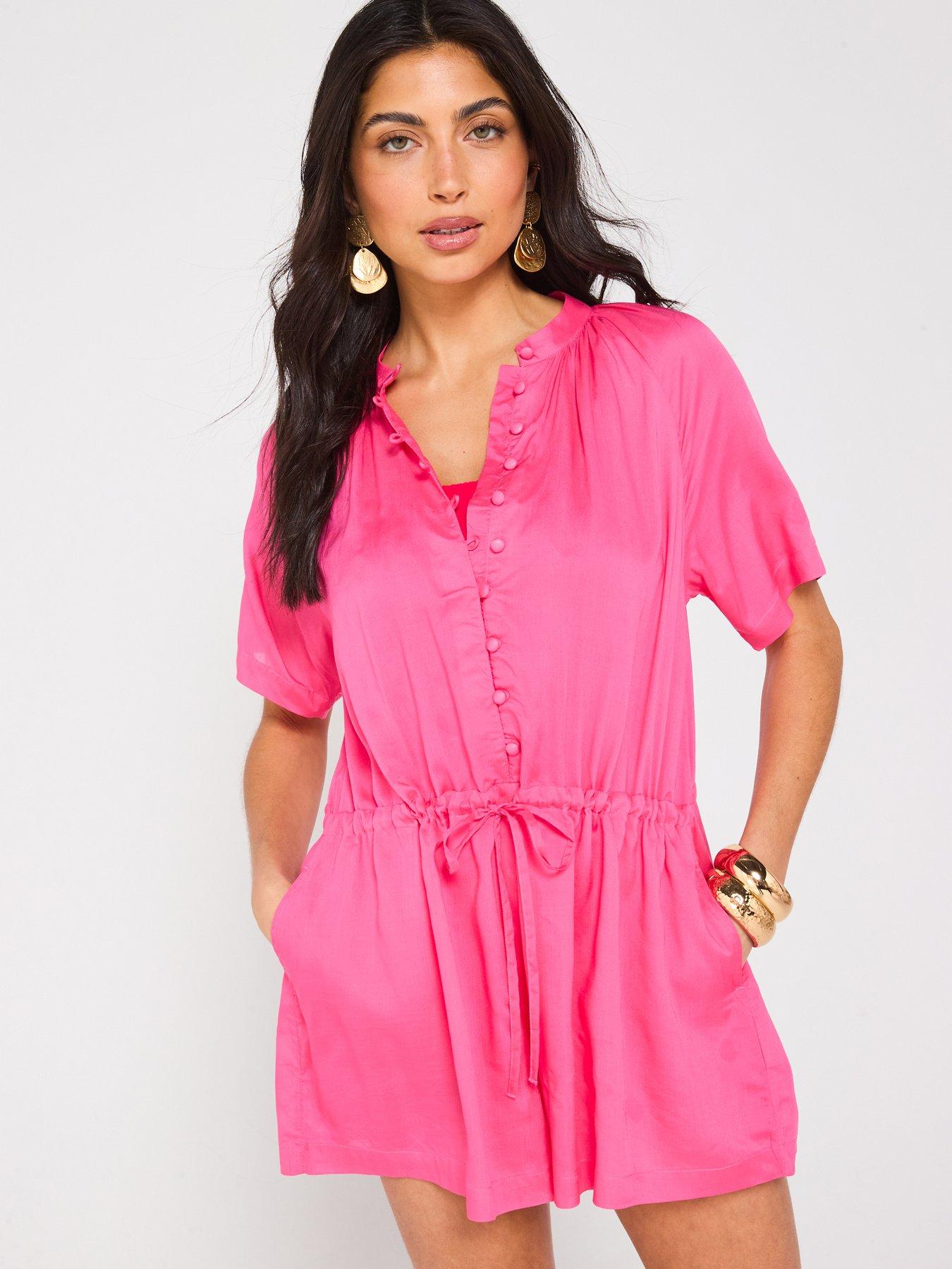 undefined Button Front Floaty Beach Playsuit