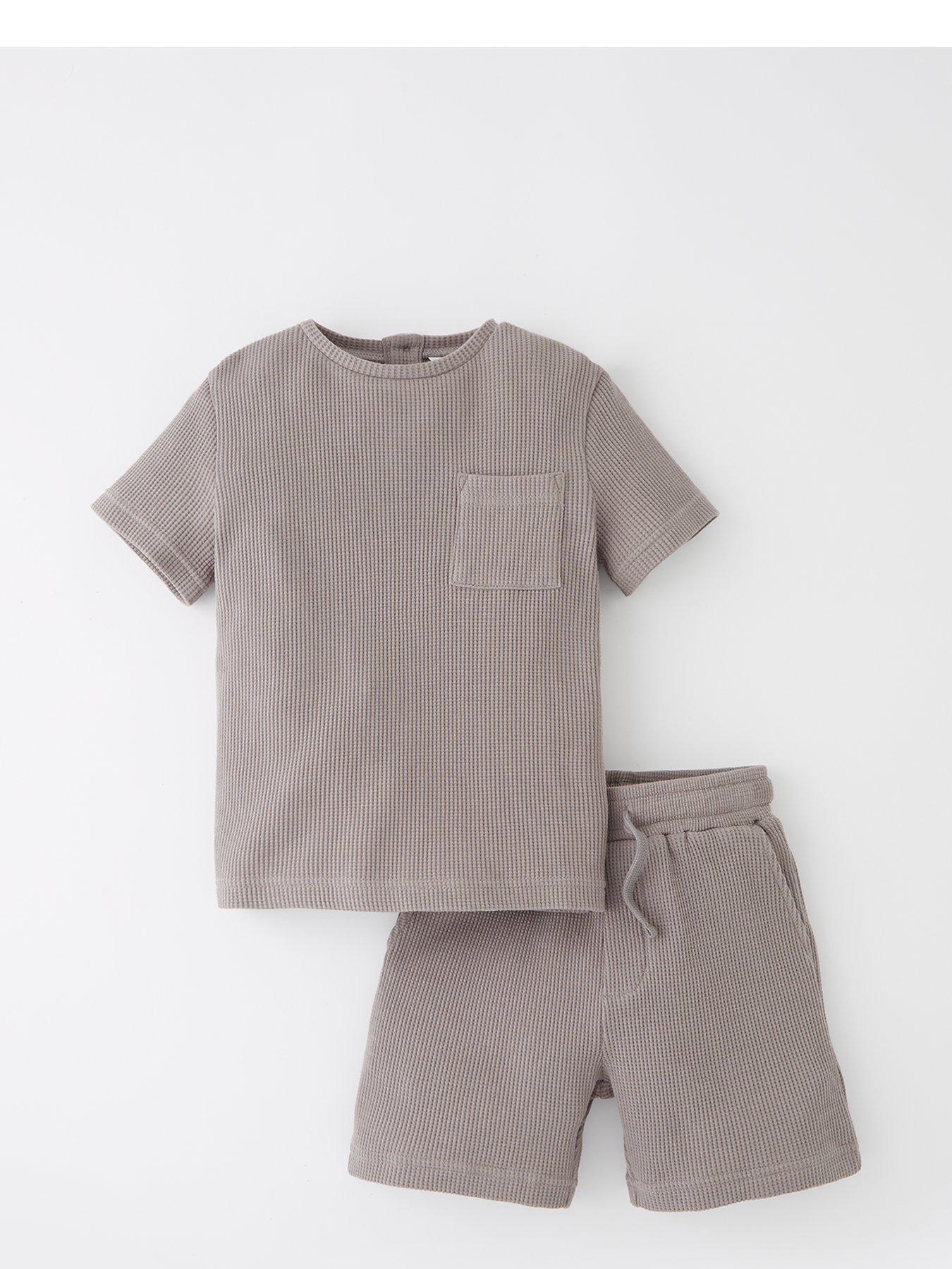 undefined Boys Short Sleeve Pocket Waffle T-shirt And Short Set - Navy