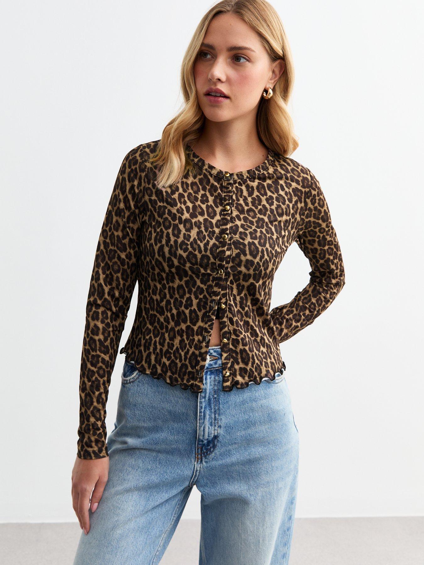 undefined Brown Leopard Jersey Cardigan - Print