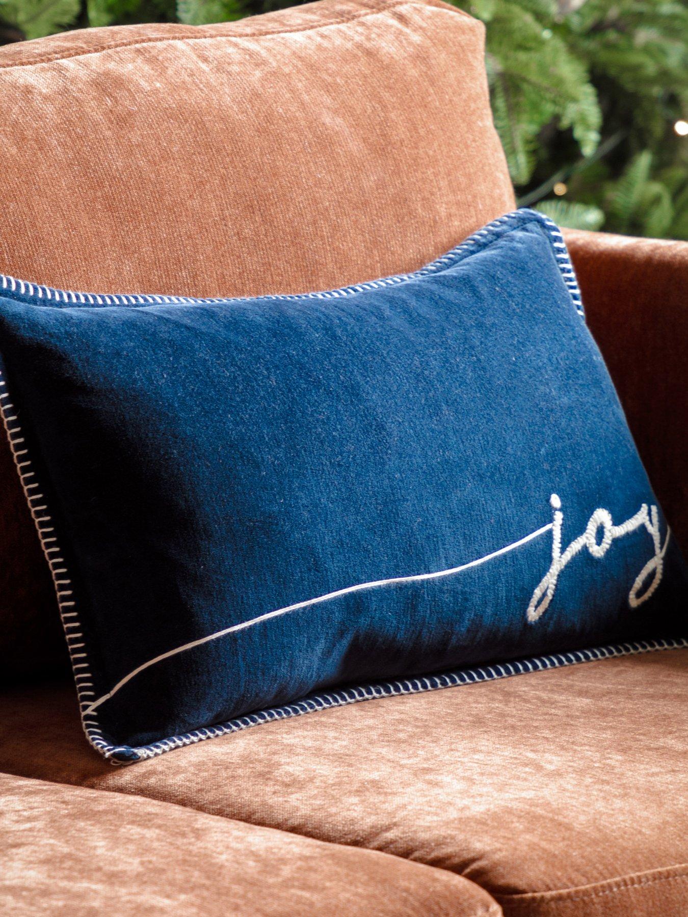 Product photograph of Gallery Merry Midnight Joy Navy Cushion 300x500mm from very.co.uk