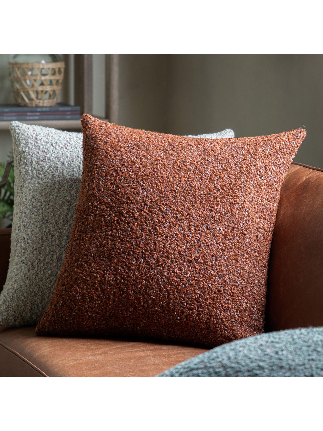 Product photograph of Gallery Boucle Knife Edge Cushion Rust 550x550mm from very.co.uk