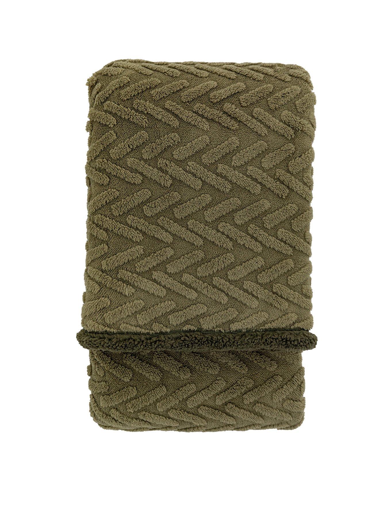 Image 2 of 3 of Gallery Herringbone Sherpa Throw - Sage - 140 x 180 cm