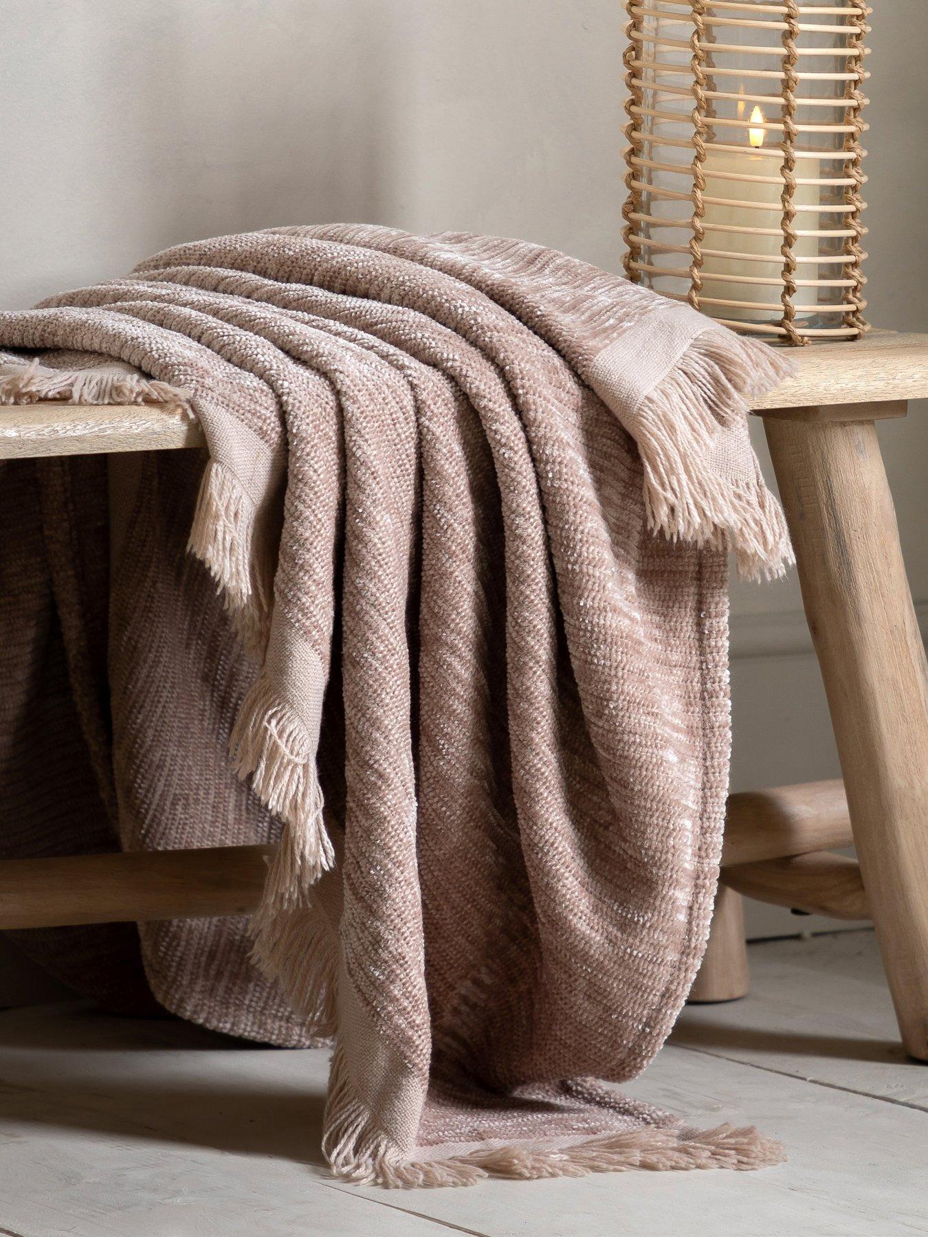 Product photograph of Gallery Willow Chenille Throw Natural 1300x1700mm from very.co.uk