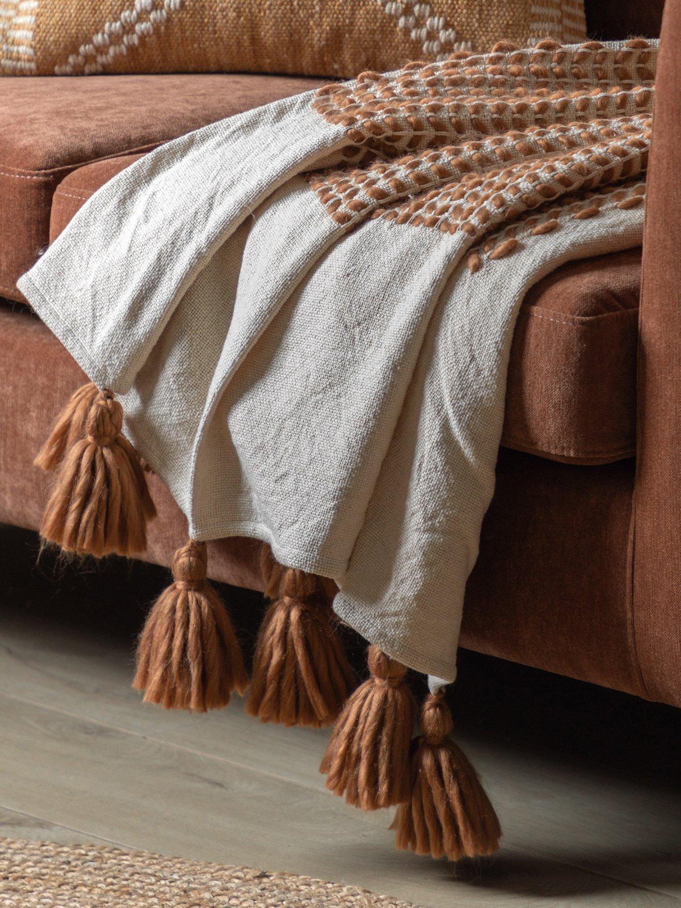 Product photograph of Gallery Dolby Woven Throw Rust 1300x1700mm from very.co.uk