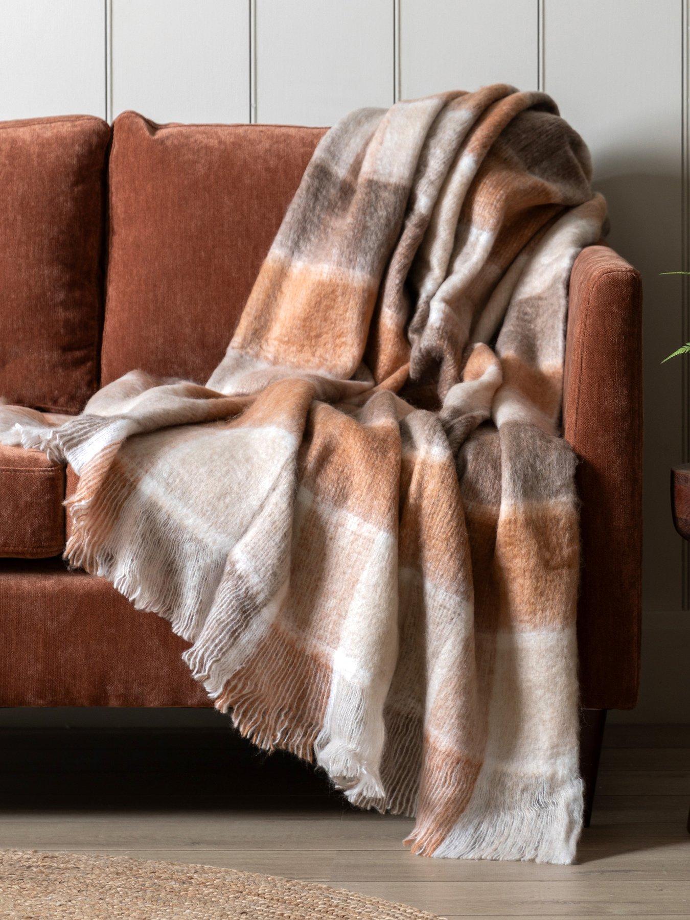 Product photograph of Gallery Check Throw - Rust - 130 X 170 Cm from very.co.uk