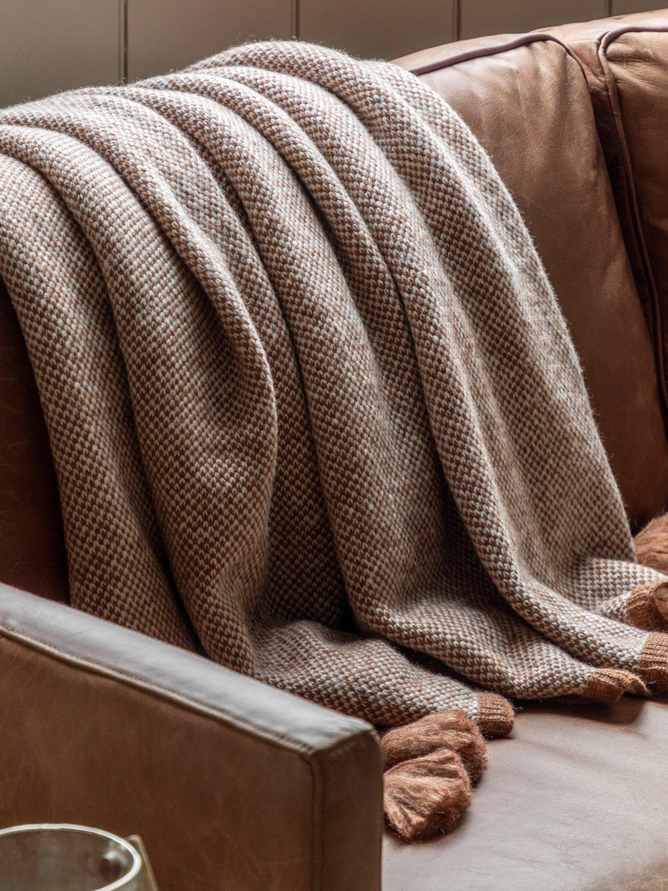 Gallery Direct Knitted Border Tassel Throw Rust 1300x1700mm