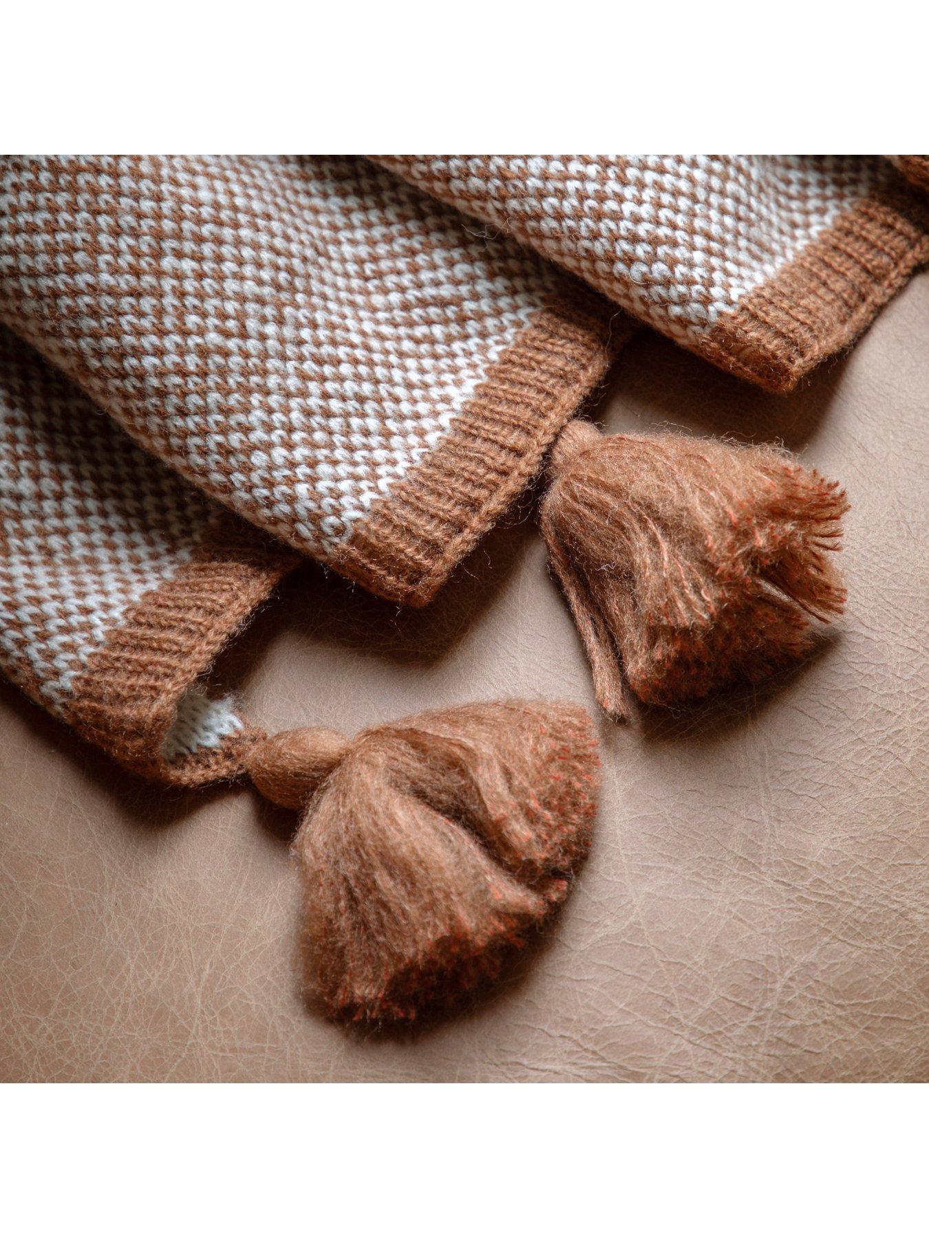Image 3 of 3 of Gallery Direct Knitted Border Tassel Throw Rust 1300x1700mm