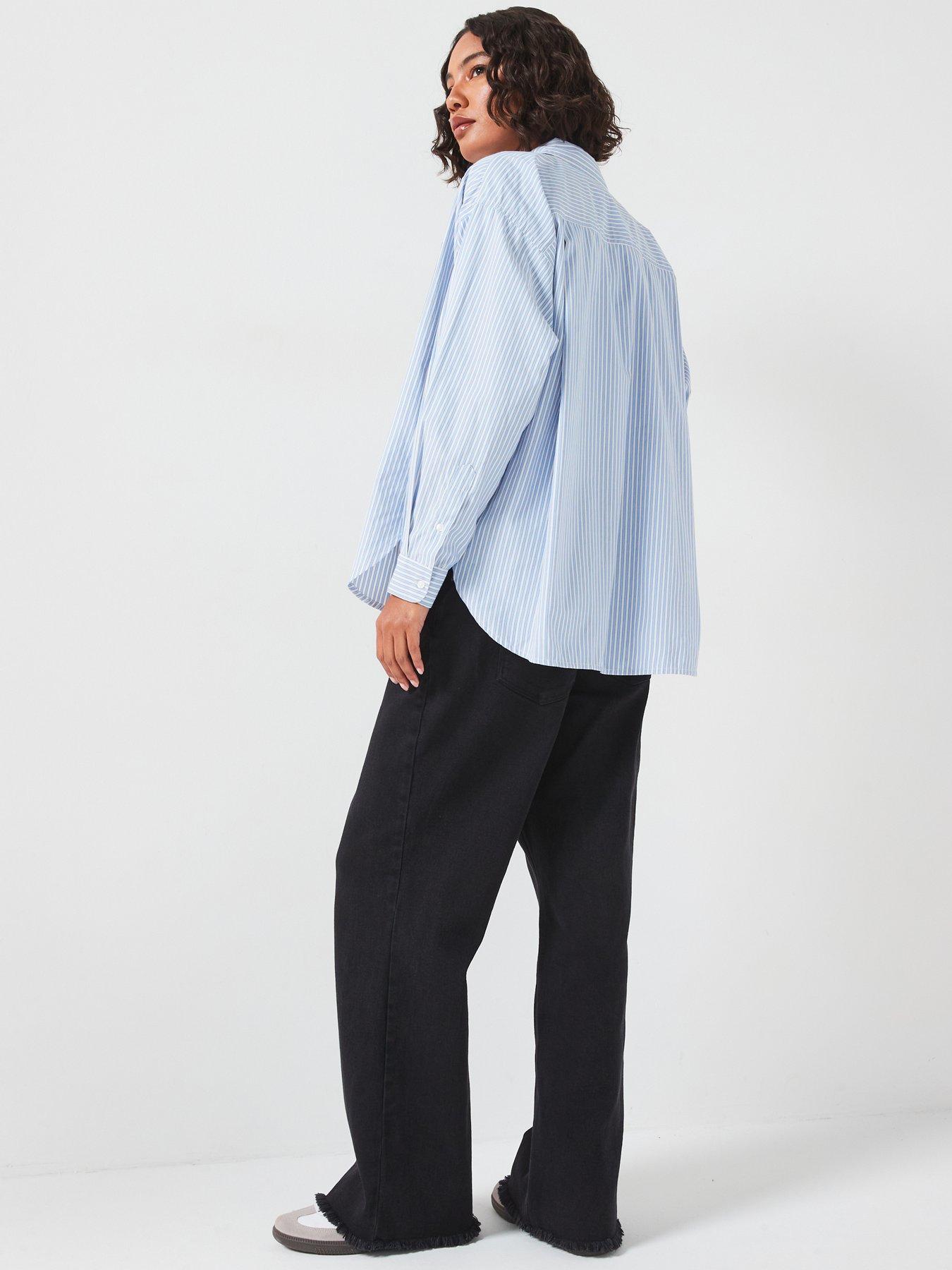 Image 2 of 4 of PIECES Long Sleeve Loose Woven Shirt - Blue