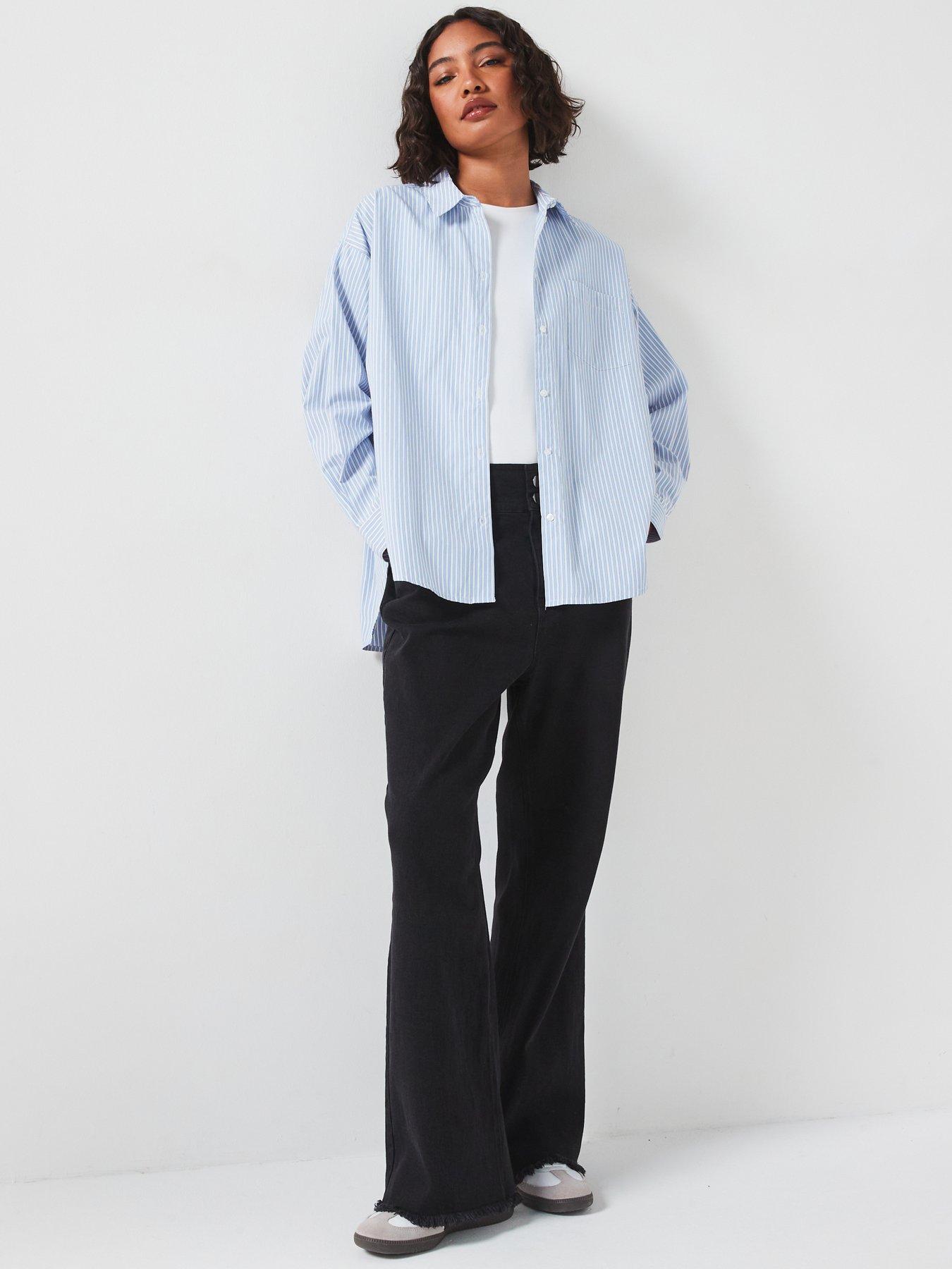 Image 3 of 4 of PIECES Long Sleeve Loose Woven Shirt - Blue