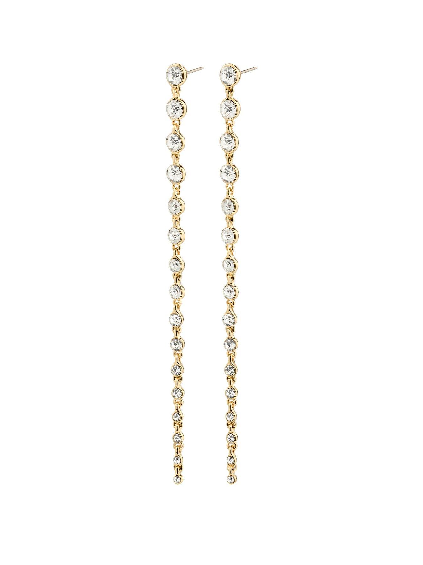 Product photograph of Pilgrim Reagan Crystal Earrings Gold-plated from very.co.uk