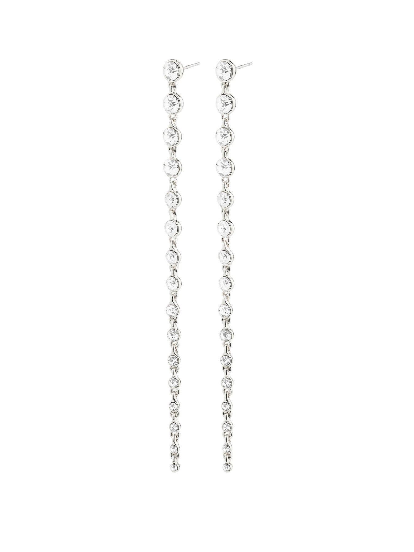 Product photograph of Pilgrim Reagan Crystal Earrings Silver-plated from very.co.uk