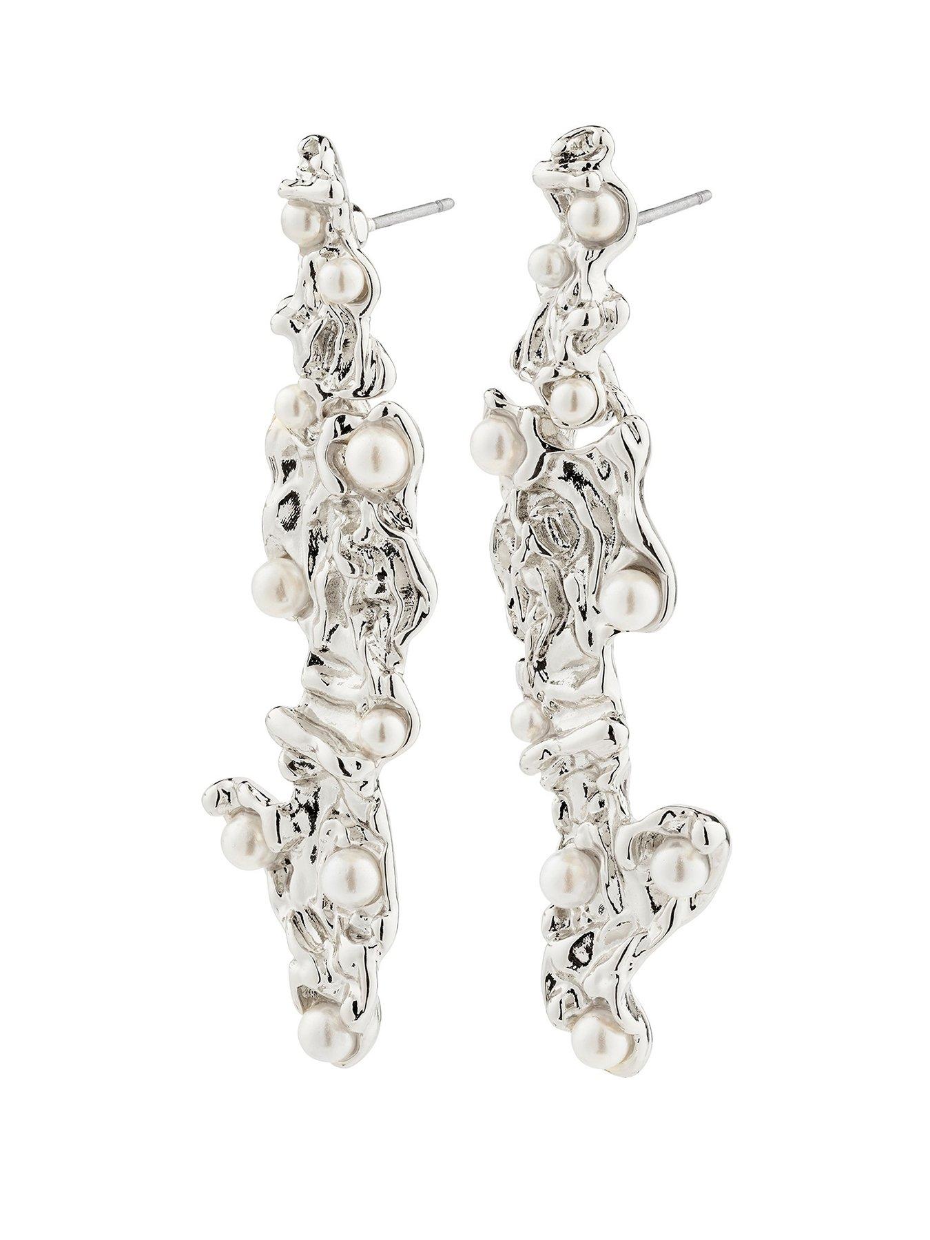 Product photograph of Pilgrim Jude Earrings Silver-plated from very.co.uk