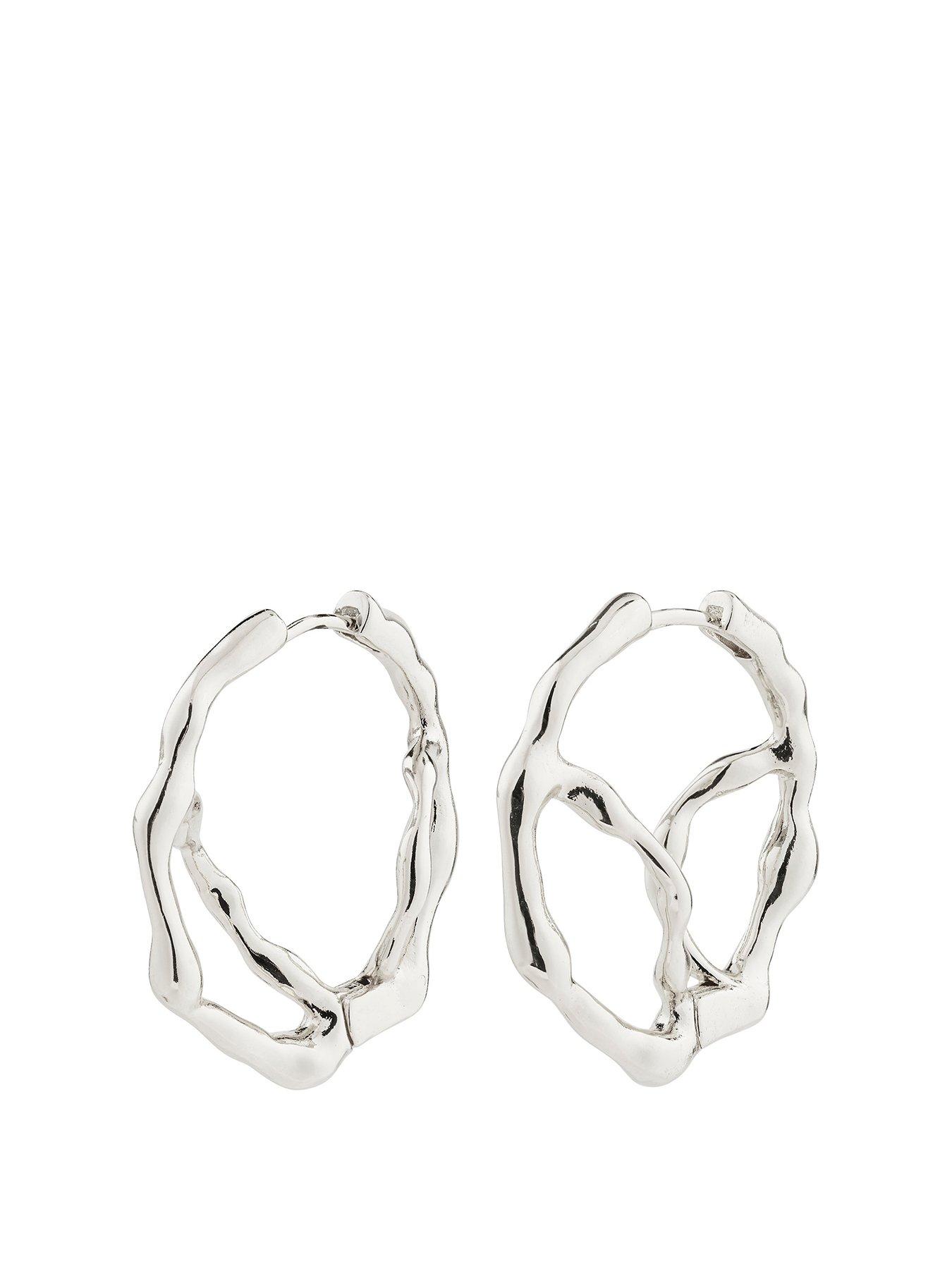 Product photograph of Pilgrim Dido Hoop Earrings Silver-plated from very.co.uk