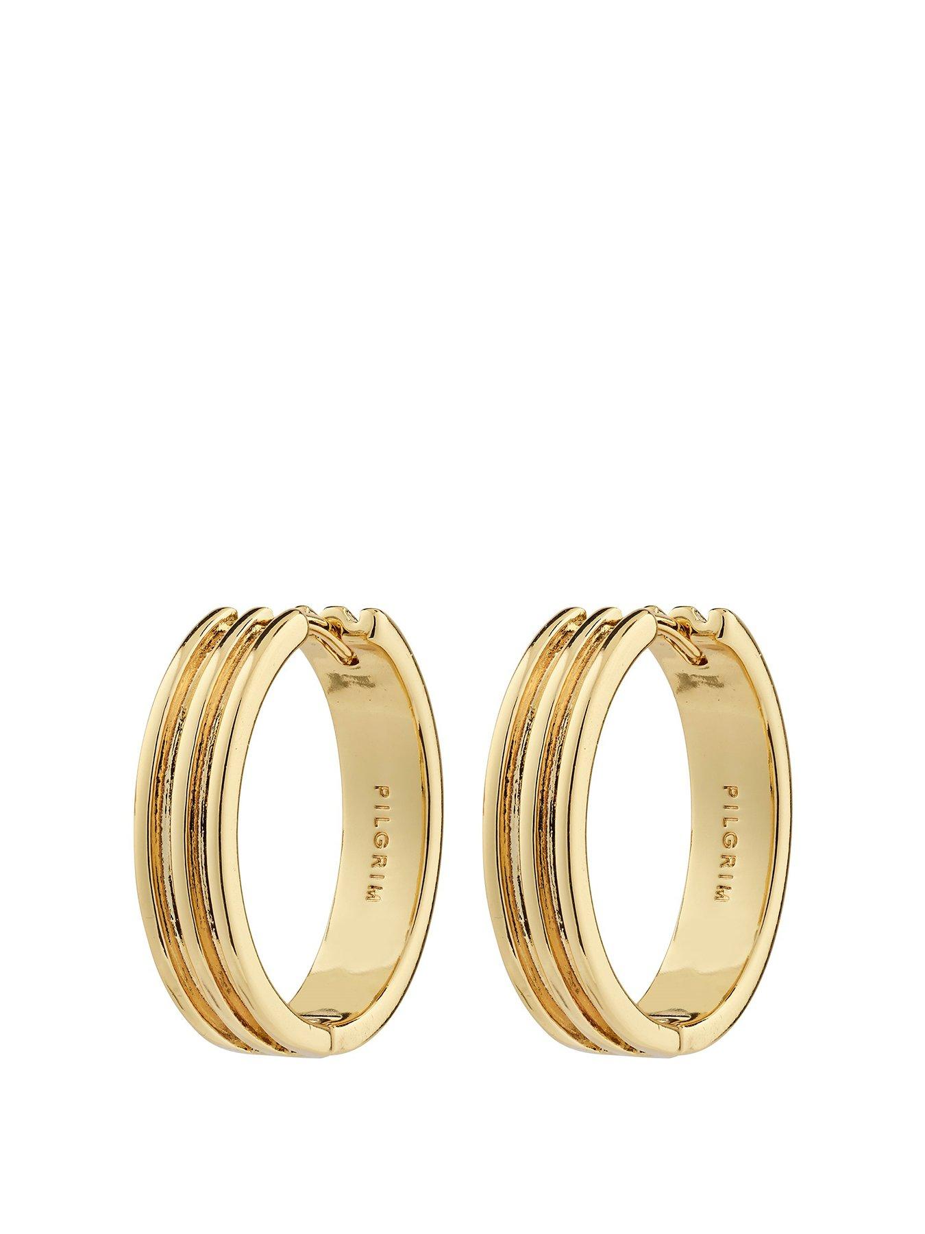 Product photograph of Pilgrim Bennett Hoop Earrings Gold-plated from very.co.uk