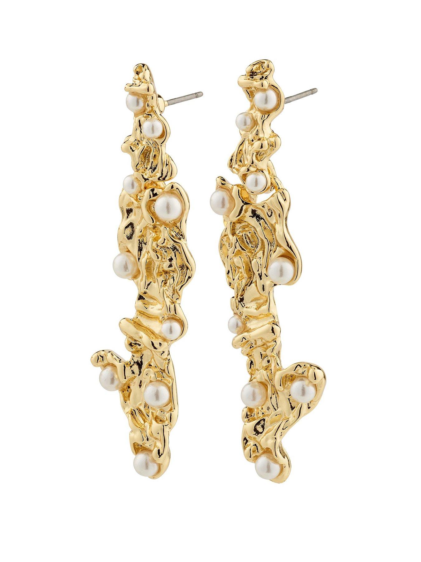 Product photograph of Pilgrim Jude Earrings Gold-plated from very.co.uk