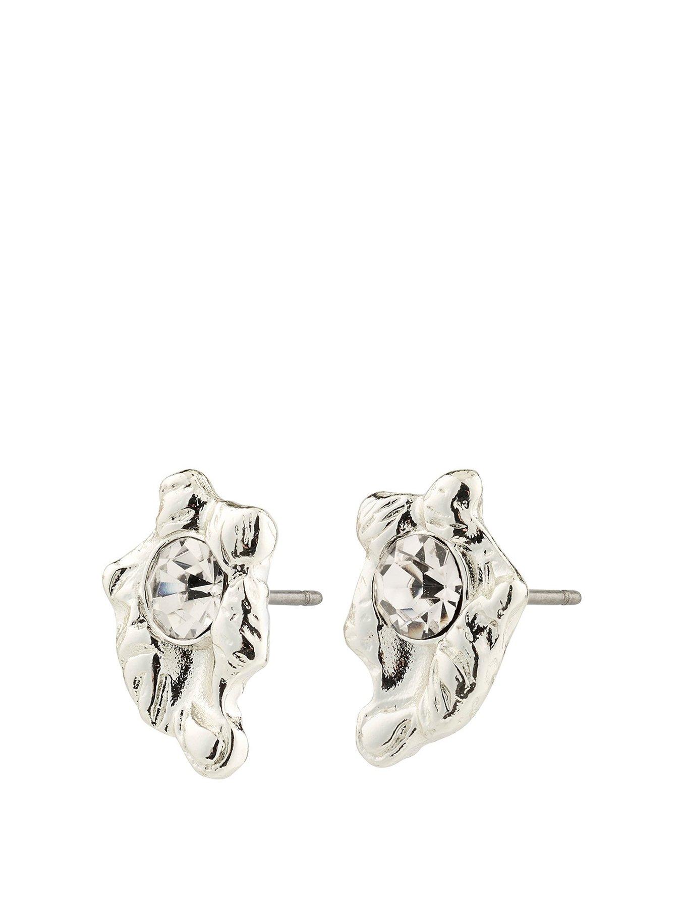 Product photograph of Pilgrim Aias Crystal Earrings Silver-plated from very.co.uk