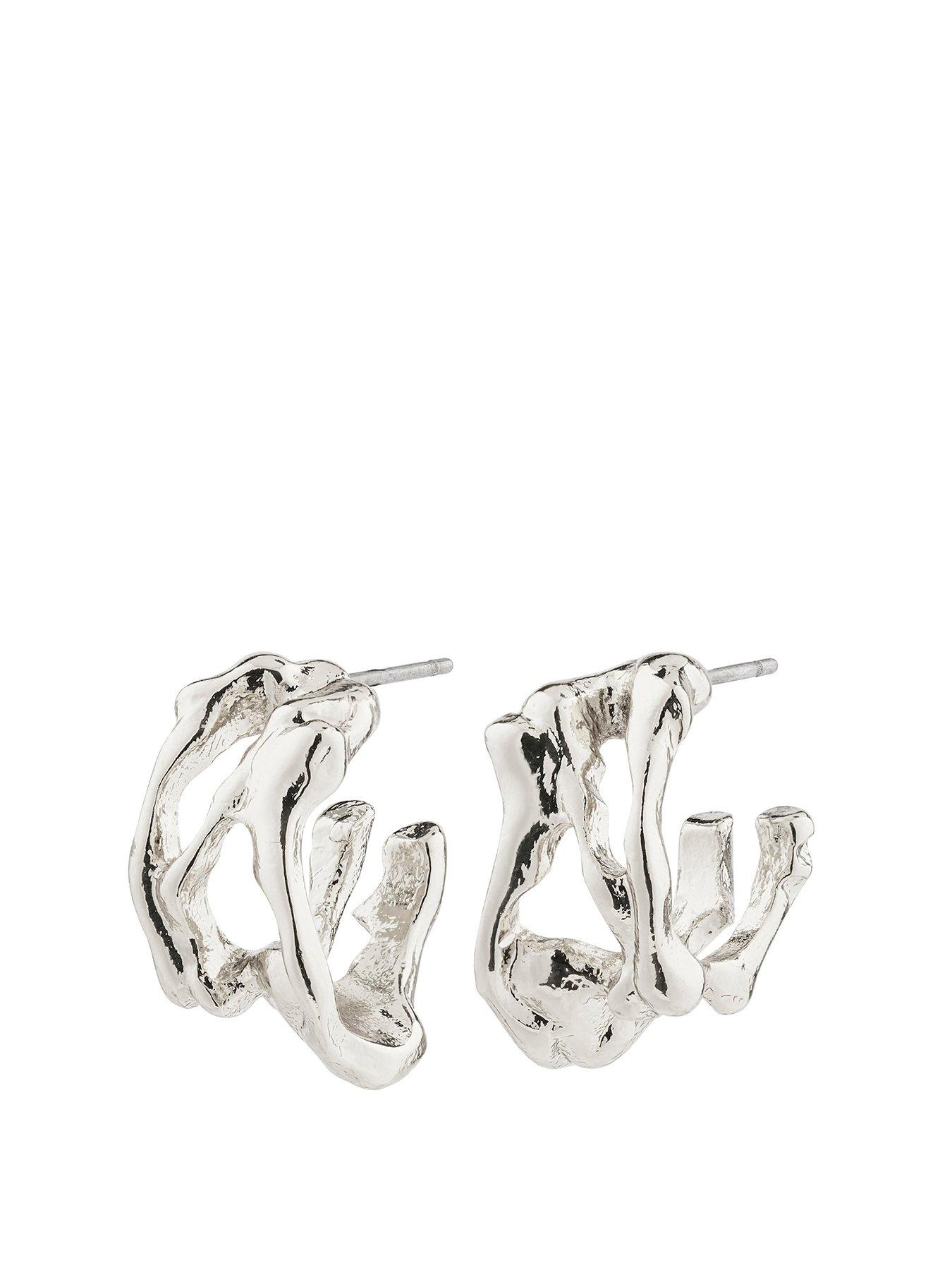 Product photograph of Pilgrim Fotini Hoop Earrings Silver-plated from very.co.uk