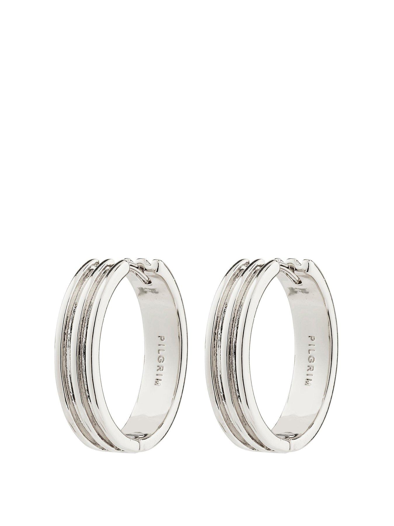 Product photograph of Pilgrim Bennett Hoop Earrings Silver-plated from very.co.uk