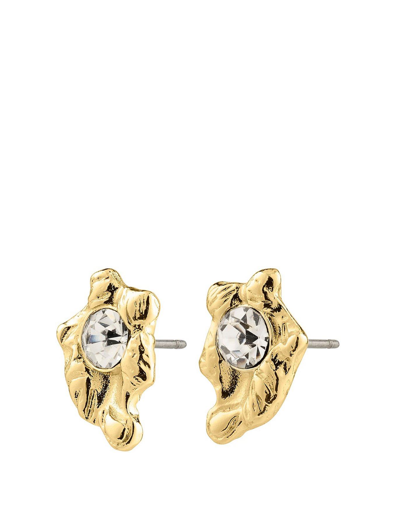 Product photograph of Pilgrim Aias Crystal Earrings Gold-plated from very.co.uk