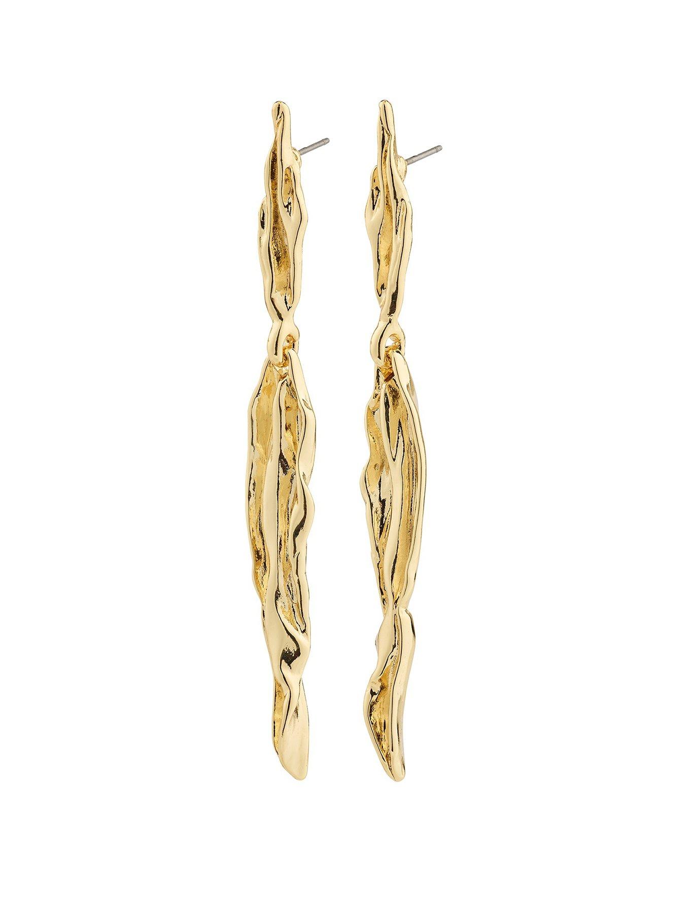 Product photograph of Pilgrim Feel Earrings Gold-plated from very.co.uk