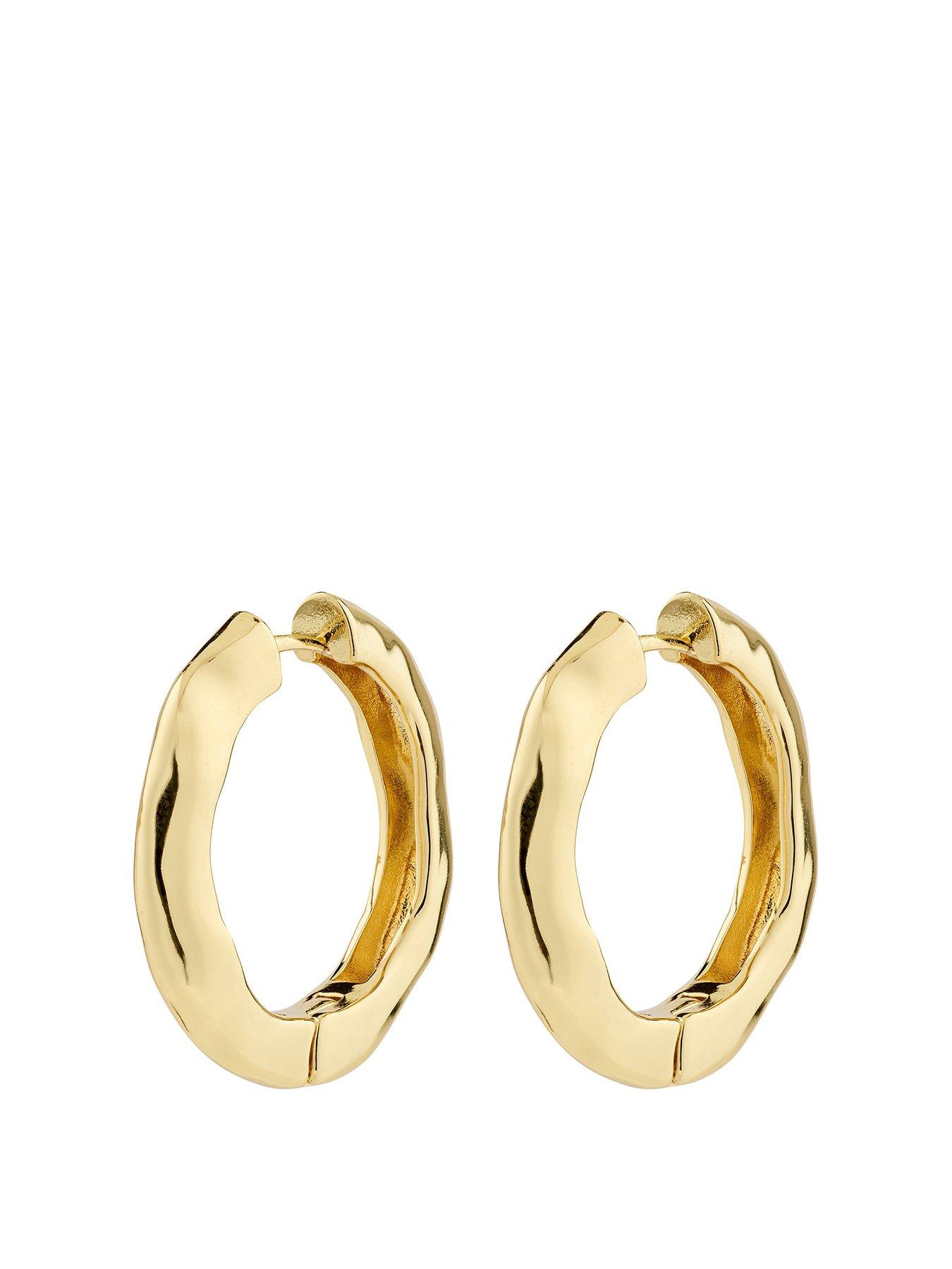 Product photograph of Pilgrim Believe Hoop Earrings Gold-plated from very.co.uk