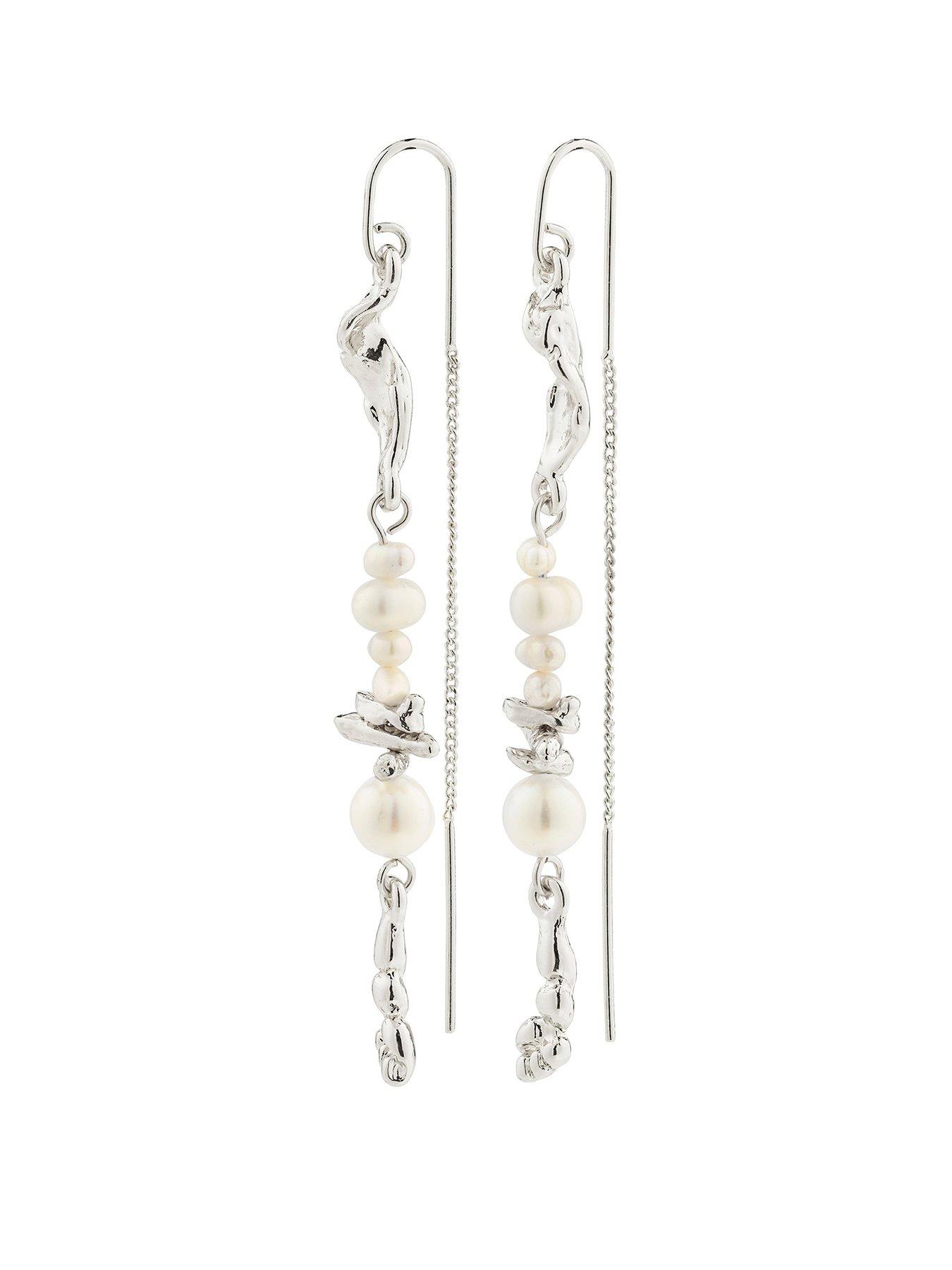 Product photograph of Pilgrim Intent Chain Earrings Silver-plated from very.co.uk