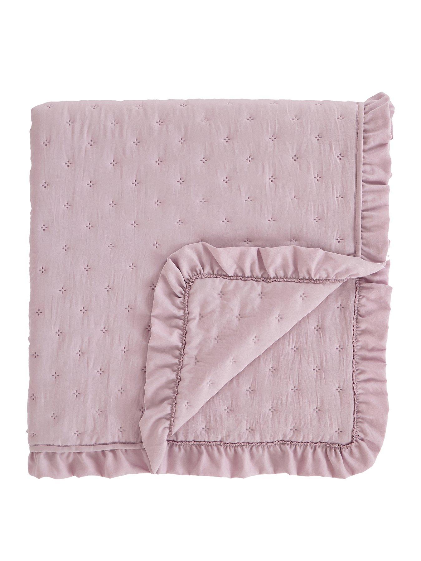 Image 2 of 4 of The Very Collection Ruffle Edge Pinsonic Bedspread Throw - Pink