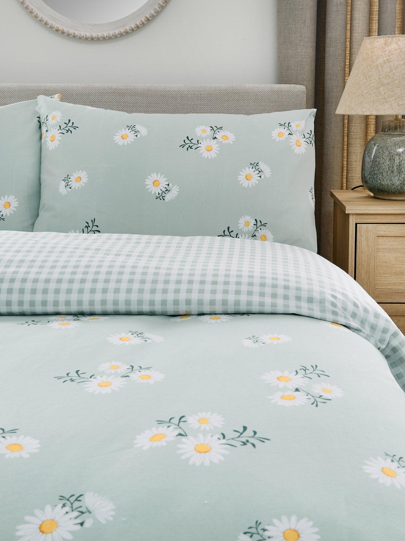 Green Daisy Single Cotton Duvet Cover Set