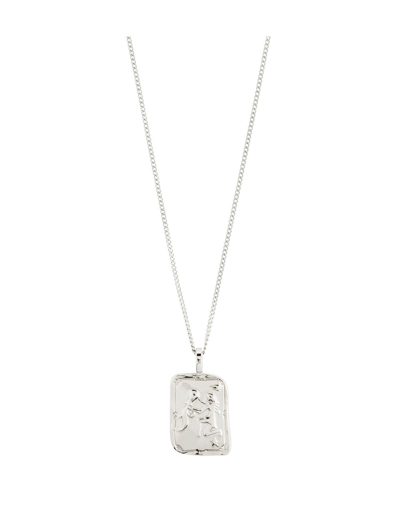 undefined AQUARIUS Zodiac Sign necklace, silver-plated